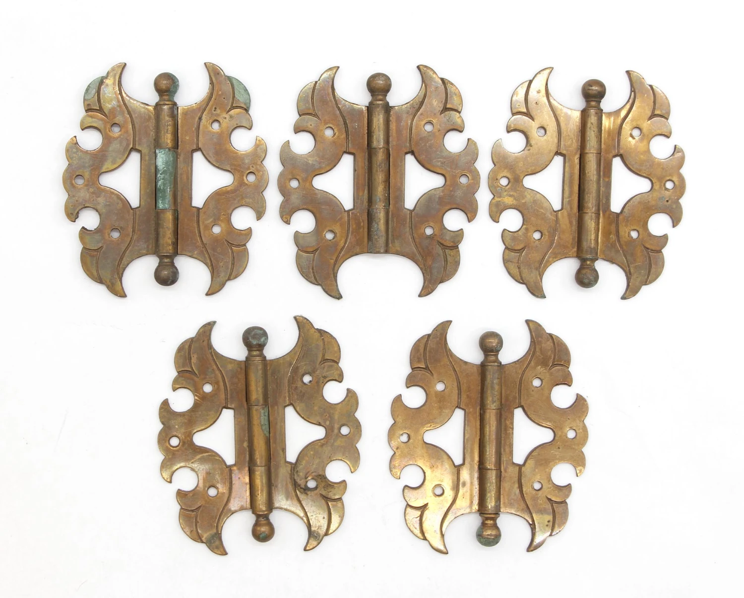 Set Of 4 X 3.375 In. Ornate Brass Butterfly Furniture Hinges 3 Set Of 4 X 3.375 In. Ornate Brass Butterfly Furniture Hinges