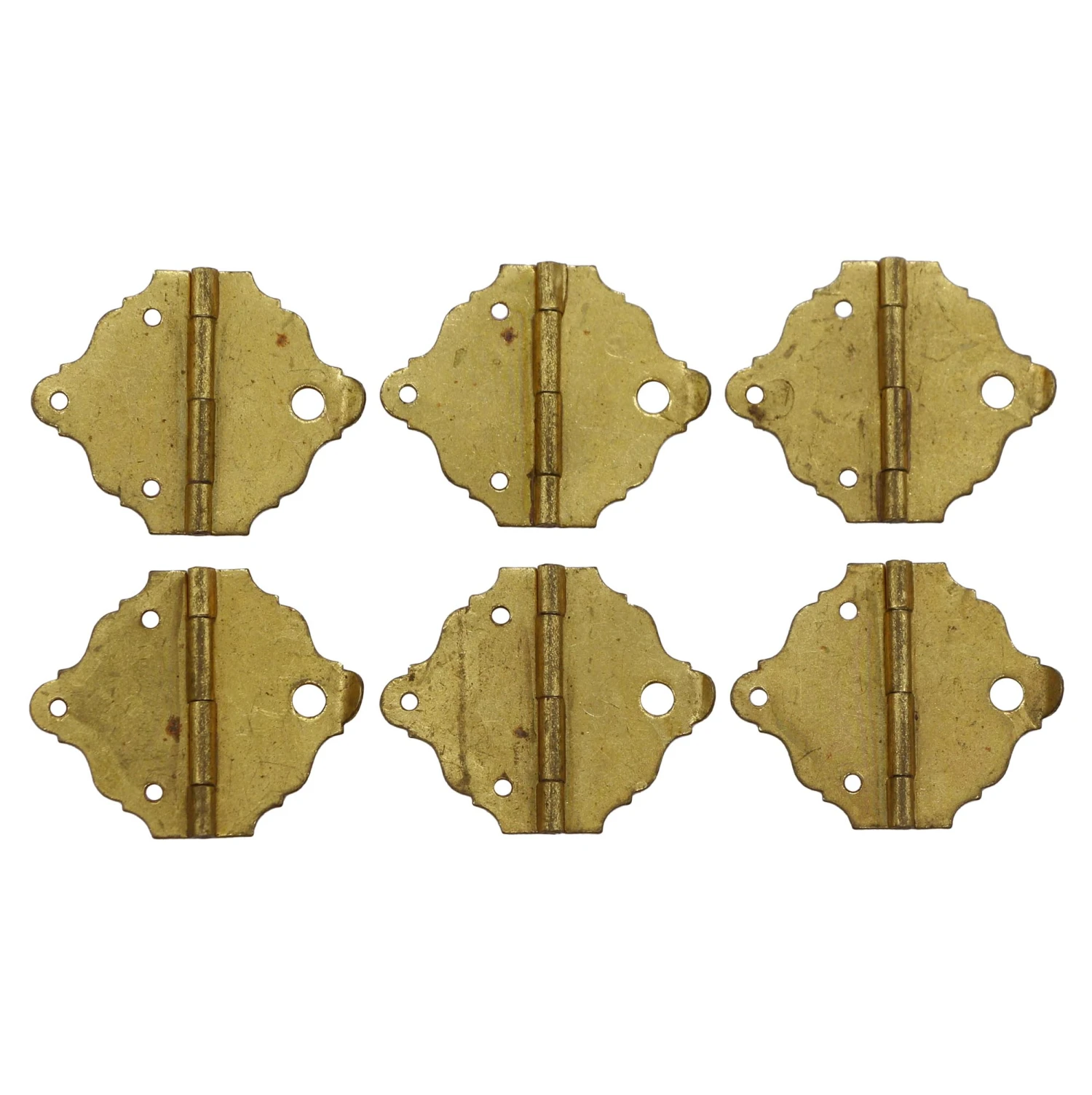 Set Of 6 Brass Vintage Box Furniture Cabinet Hinges 3 Set Of 6 Brass Vintage Box Furniture Cabinet Hinges