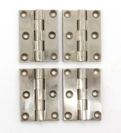 Set Of Vintage 2 X 1.5 Corbin Nickeled Brass Butt Cabinet Hinges