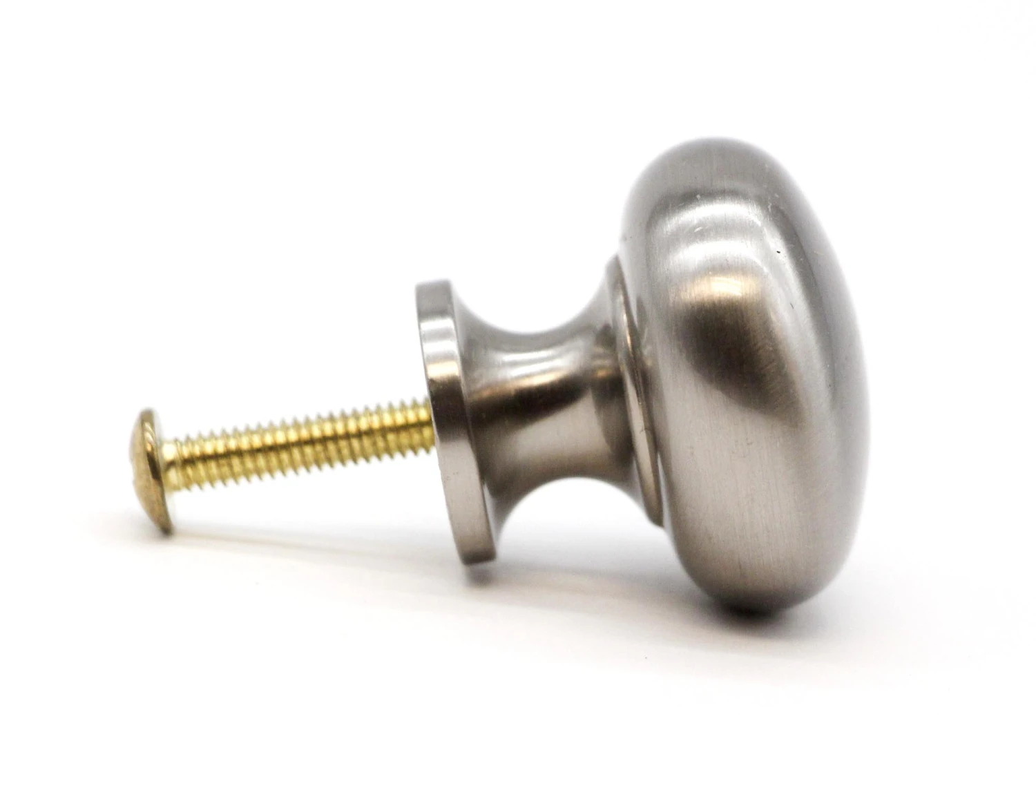 Modern 1.25 In. Brushed Steel Round Drawer Cabinet Knobs 5 Modern 1.25 In. Brushed Steel Round Drawer Cabinet Knobs - Image 3