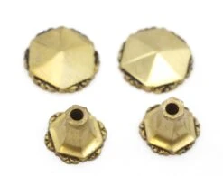 Pair Of Vintage 1 In. Hexagon Scalloped Brass Cabinet Drawer Knobs -OGT Sale Store cabinet furniture knobs for sale q284463