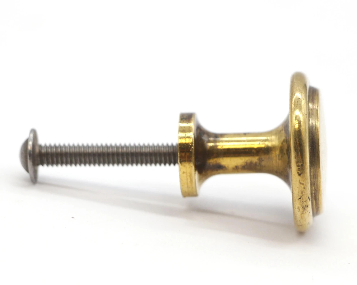 Vintage 1 In. Concentric Polished Brass Cabinet Knob 5 Vintage 1 In. Concentric Polished Brass Cabinet Knob - Image 3