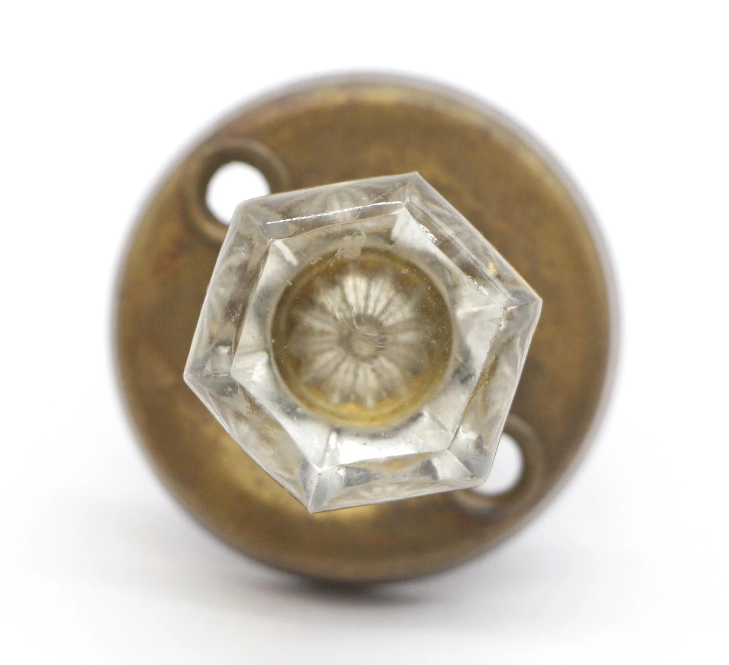 Vintage Hexagon Clear Glass Cabinet Catch Knob 5 Vintage Hexagon Clear Glass Cabinet Catch Knob - Image 3