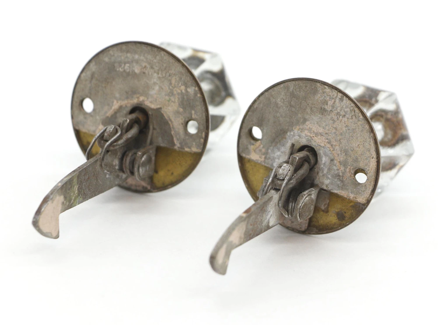 Pair Of Vintage Hexagon Clear Glass Cabinet Catch Knobs 5 Pair Of Vintage Hexagon Clear Glass Cabinet Catch Knobs - Image 3