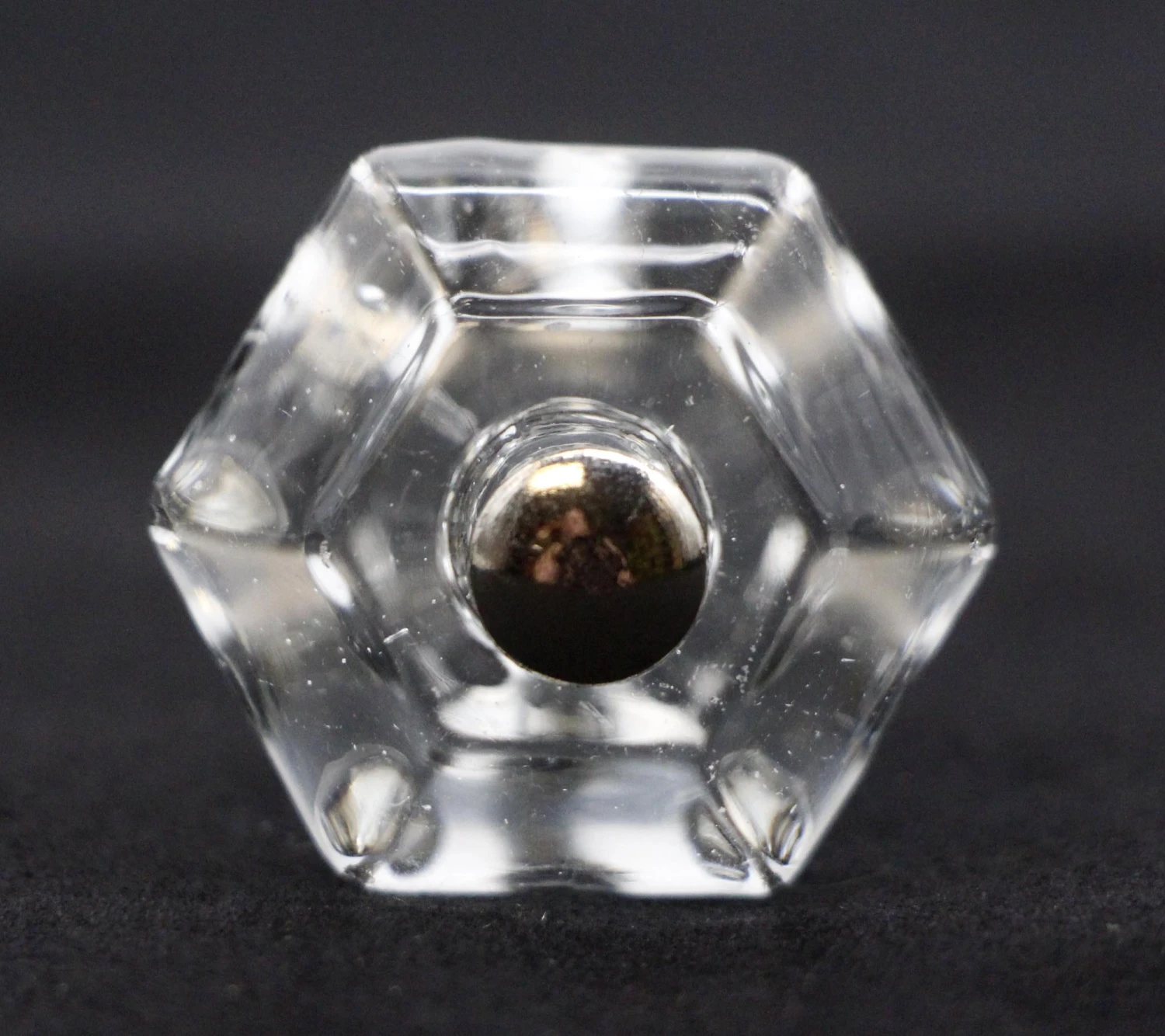 Vintage 1.25 In. Clear Glass Hexagon Drawer Cabinet Knob 5 Vintage 1.25 In. Clear Glass Hexagon Drawer Cabinet Knob - Image 3