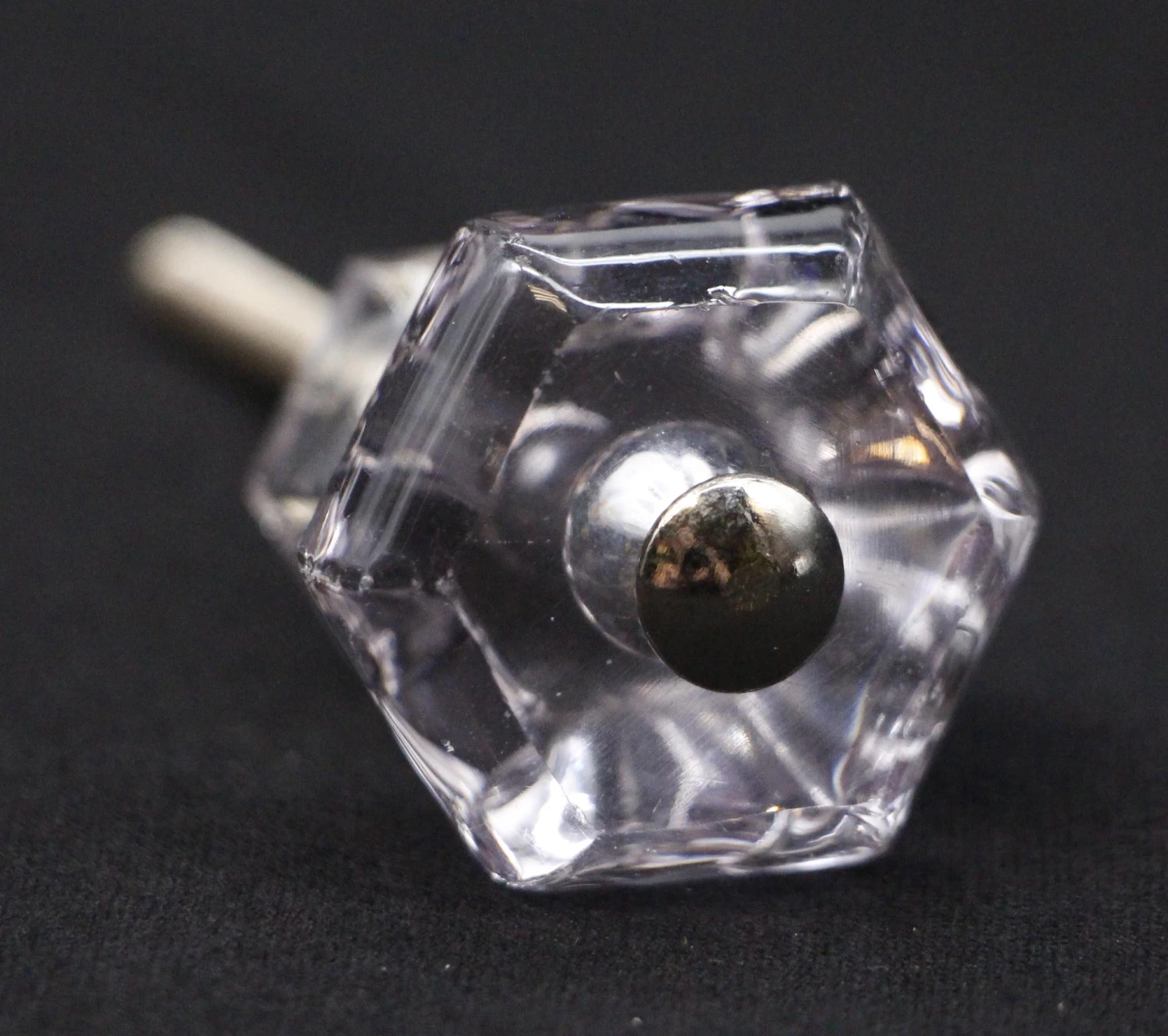 Pair Of Vintage 1.125 In. Glass Hexagon Drawer Cabinet Knobs 5 Pair Of Vintage 1.125 In. Glass Hexagon Drawer Cabinet Knobs - Image 3