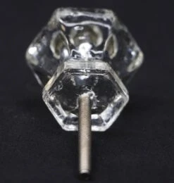 Set Of 4 Vintage 1.5 In. Hexagon Clear Glass Cabinet Drawer Knobs 10 Set Of 4 Vintage 1.5 In. Hexagon Clear Glass Cabinet Drawer Knobs -OGT Sale Store cabinet furniture knobs for sale q287696