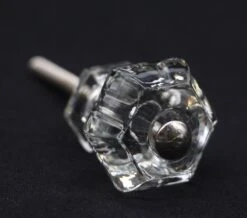 Pair Of Vintage Hexagon Clear Glass 1 In. Cabinet Drawer Knobs 10 Pair Of Vintage Hexagon Clear Glass 1 In. Cabinet Drawer Knobs -OGT Sale Store cabinet furniture knobs for sale q287699