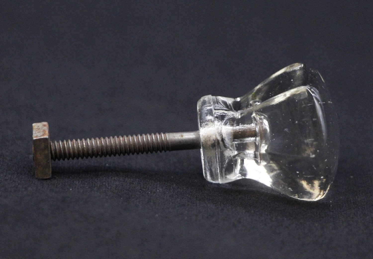 Vintage Hexagon 1 In. Clear Glass Cabinet Drawer Knob 5 Vintage Hexagon 1 In. Clear Glass Cabinet Drawer Knob - Image 3