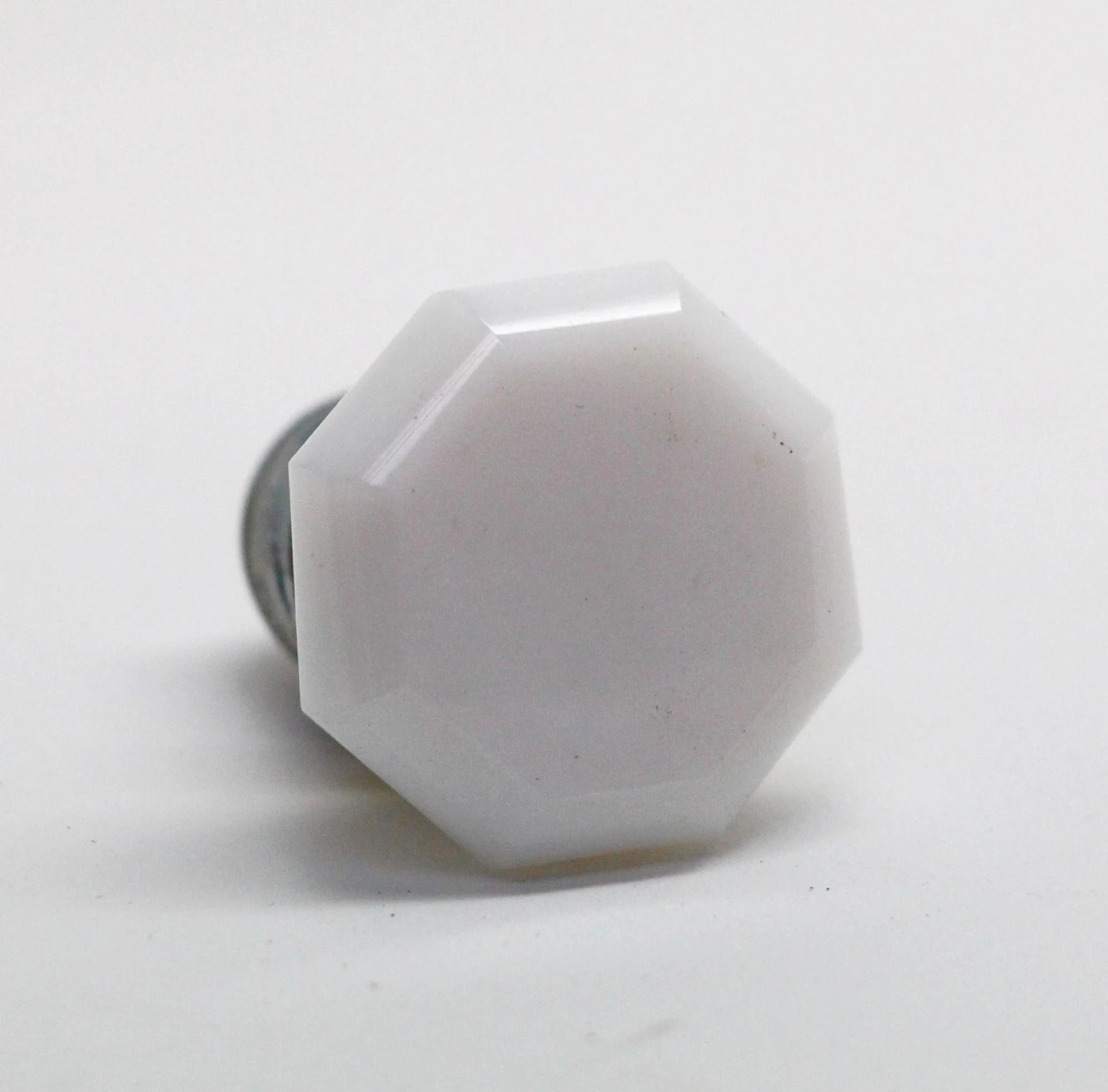 Vintage Octagon White Milk Glass 1.125 In. Drawer Cabinet Knob 4 Vintage Octagon White Milk Glass 1.125 In. Drawer Cabinet Knob - Image 2