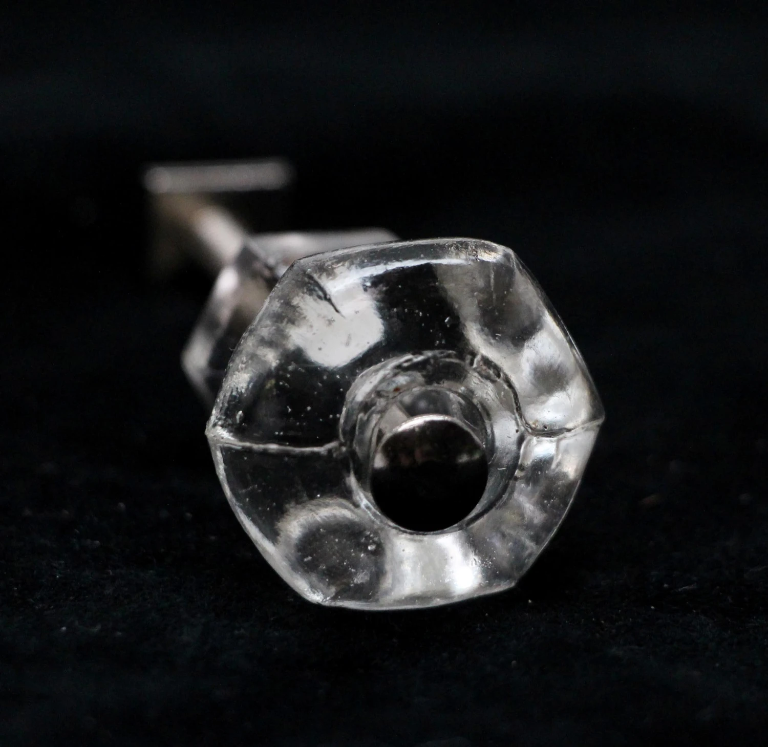 Vintage 1.125 In. Rounded Hexagon Glass Drawer Cabinet Knob 4 Vintage 1.125 In. Rounded Hexagon Glass Drawer Cabinet Knob - Image 2