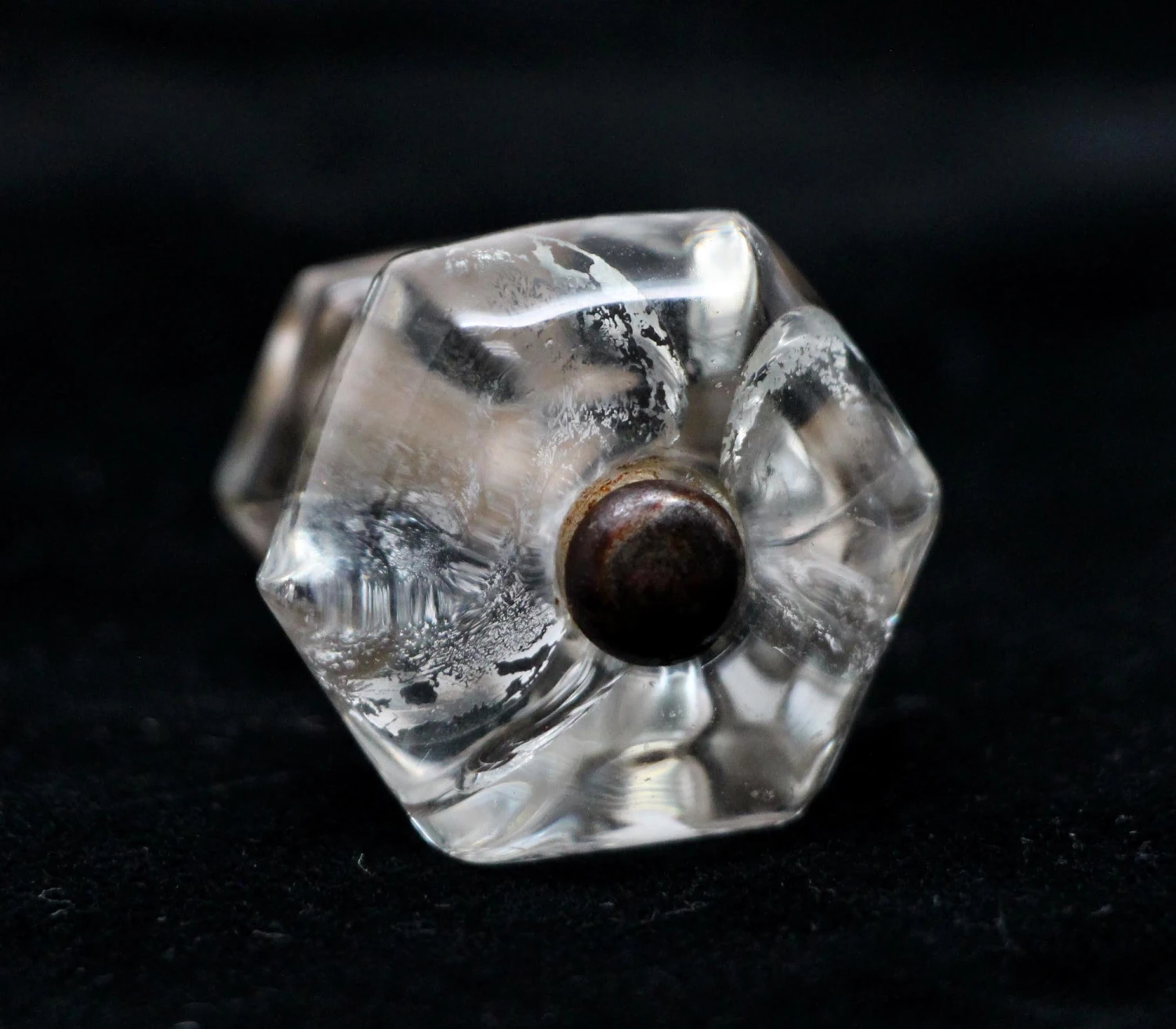 Vintage 1.25 In. Hexagon Clear Glass Drawer Cabinet Knob 4 Vintage 1.25 In. Hexagon Clear Glass Drawer Cabinet Knob - Image 2