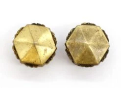 Pair Of Vintage 1.25 In. Hexagon Scalloped Brass Cabinet Drawer Knobs