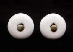 Pair Of Vintage 1.25 In. Round White Ceramic Cabinet Knobs