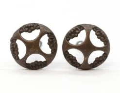 Pair Of Vintage 1.5 In. Cut Out Brass Drawer Cabinet Knobs