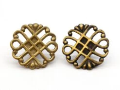 Pair Of Vintage Rounded Cut Out Brass Drawer Cabinet Knobs