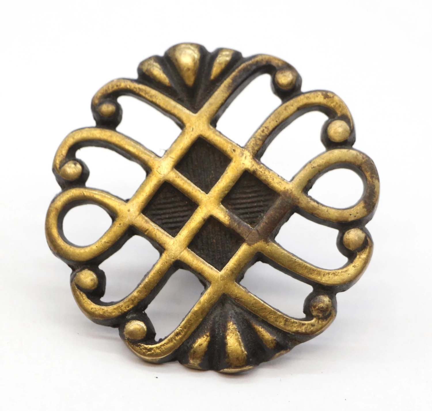 Pair Of Vintage Rounded Cut Out Brass Drawer Cabinet Knobs 4 Pair Of Vintage Rounded Cut Out Brass Drawer Cabinet Knobs - Image 2