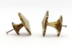 Pair Of Vintage 2.25 In. Hexagon Scalloped Brass Cabinet Drawer Knobs 7 Pair Of Vintage 2.25 In. Hexagon Scalloped Brass Cabinet Drawer Knobs -OGT Sale Store cabinet furniture knobs q284424