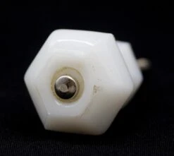 Vintage 1 In. White Ceramic Hexagon Cabinet Knob 7 Vintage 1 In. White Ceramic Hexagon Cabinet Knob -OGT Sale Store cabinet furniture knobs q285314