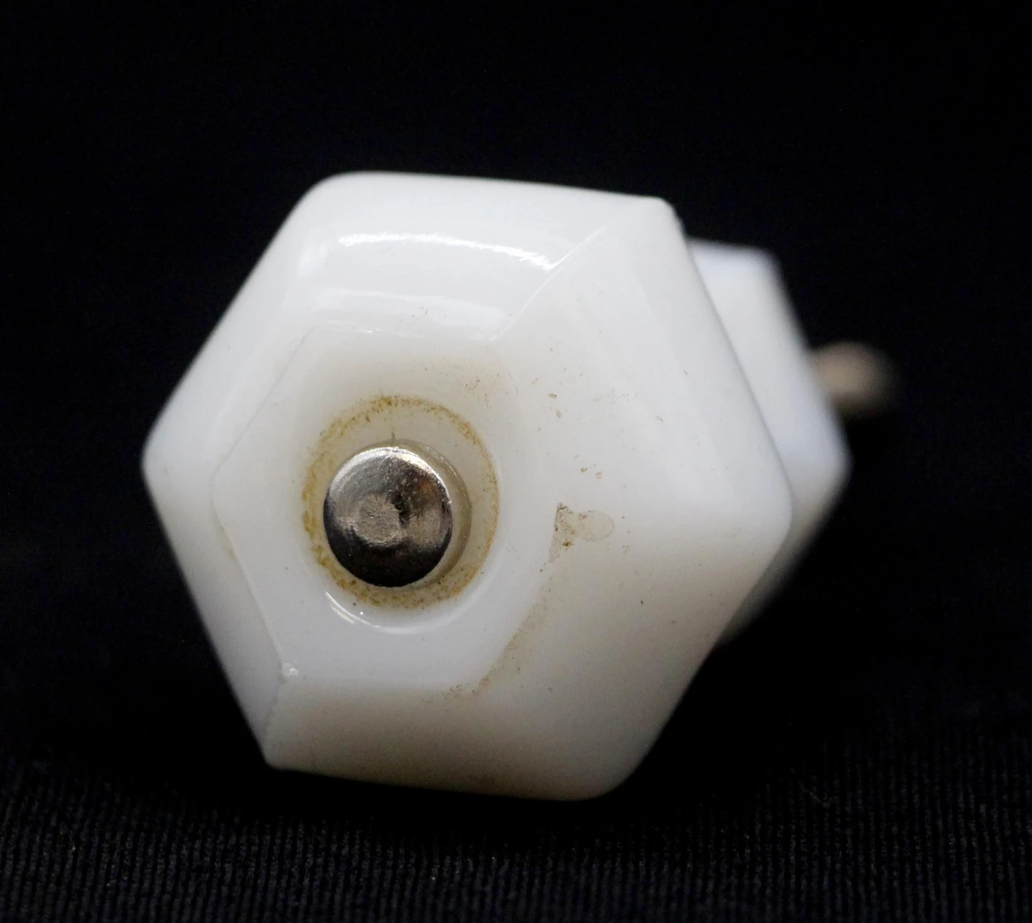 Vintage 1 In. White Ceramic Hexagon Cabinet Knob 4 Vintage 1 In. White Ceramic Hexagon Cabinet Knob - Image 2