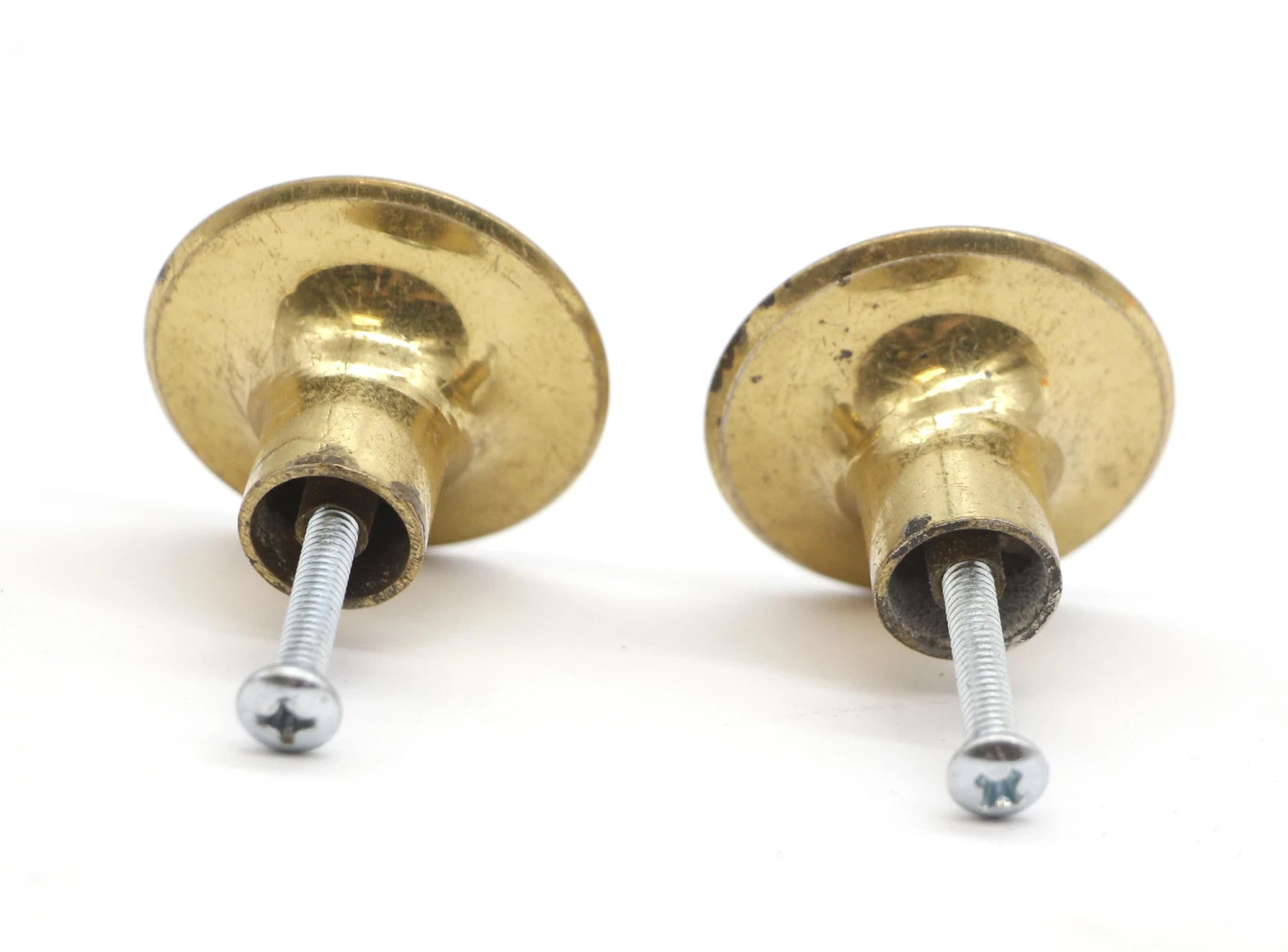 Pair Of Vintage 1.5 In. Polished Brass Cabinet Drawer Knobs 4 Pair Of Vintage 1.5 In. Polished Brass Cabinet Drawer Knobs - Image 2