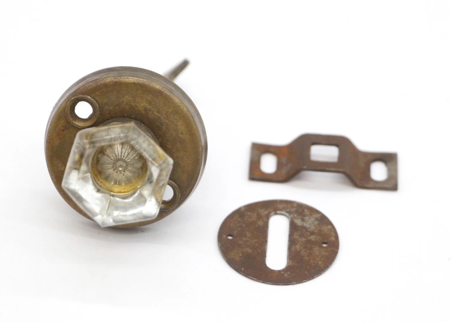 Vintage Hexagon Clear Glass Cabinet Catch Knob 4 Vintage Hexagon Clear Glass Cabinet Catch Knob - Image 2