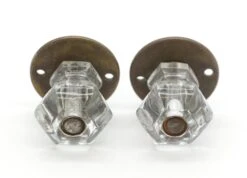Pair Of Vintage Hexagon Clear Glass Cabinet Catch Knobs 10 Pair Of Vintage Hexagon Clear Glass Cabinet Catch Knobs -OGT Sale Store cabinet furniture knobs q287054