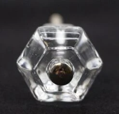 Vintage 1.25 In. Clear Glass Hexagon Drawer Cabinet Knob 8 Vintage 1.25 In. Clear Glass Hexagon Drawer Cabinet Knob -OGT Sale Store cabinet furniture knobs q287120
