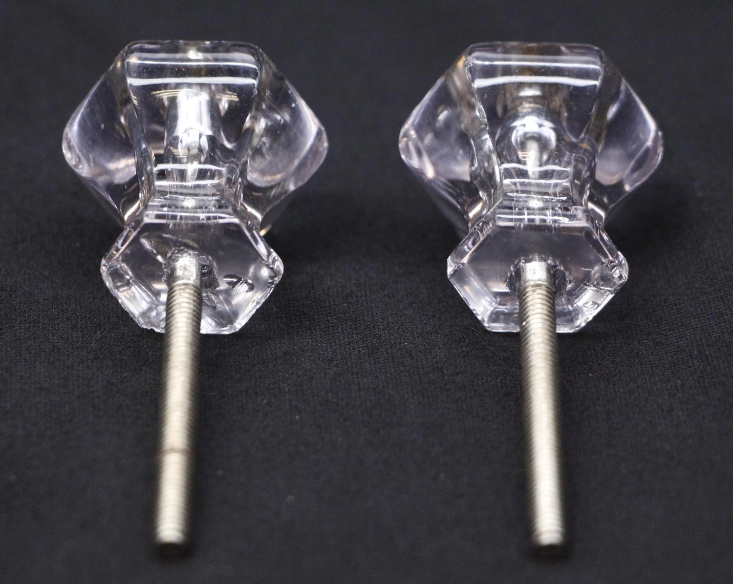 Pair Of Vintage 1.125 In. Glass Hexagon Drawer Cabinet Knobs 4 Pair Of Vintage 1.125 In. Glass Hexagon Drawer Cabinet Knobs - Image 2