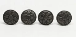 Quality Repro Round Black Floral 1.25 In. Drawer Cabinet Knob