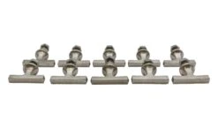 Set Of 10 Vintage Modern T Shaped Brushed Nickel Drawer Cabinet Knobs