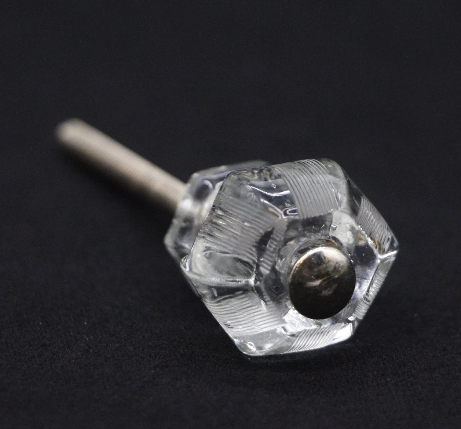 Vintage 0.875 In. Hexagon Clear Glass Cabinet Drawer Knob 3 Vintage 0.875 In. Hexagon Clear Glass Cabinet Drawer Knob