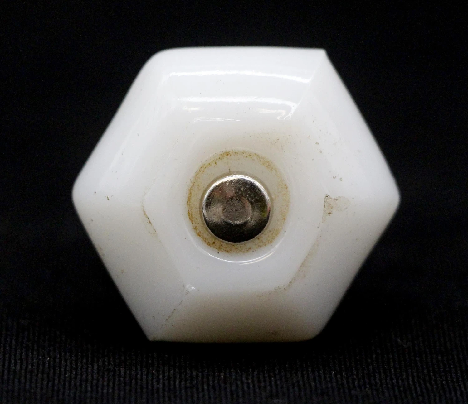 Vintage 1 In. White Ceramic Hexagon Cabinet Knob 3 Vintage 1 In. White Ceramic Hexagon Cabinet Knob