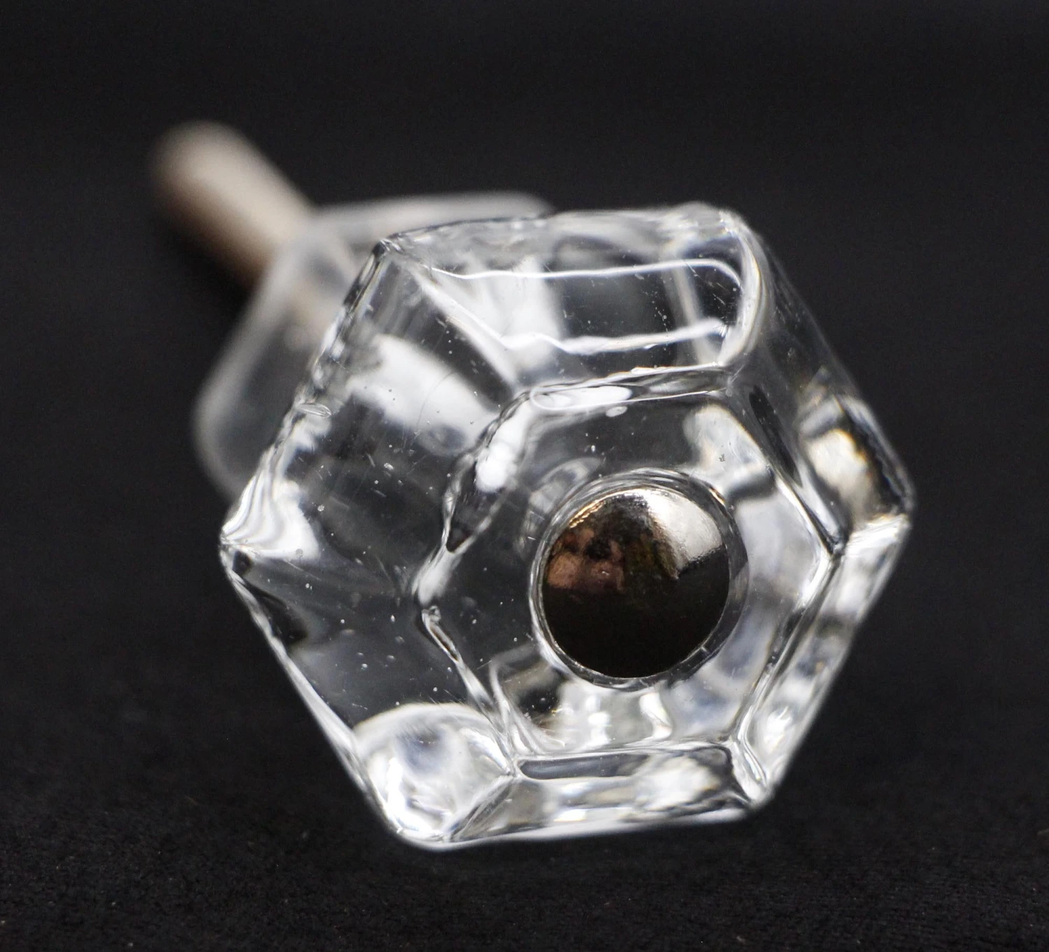 Vintage 1.25 In. Clear Glass Hexagon Drawer Cabinet Knob 3 Vintage 1.25 In. Clear Glass Hexagon Drawer Cabinet Knob