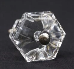 Vintage 1.5 In. Clear Hexagon Glass Cabinet Drawer Knob