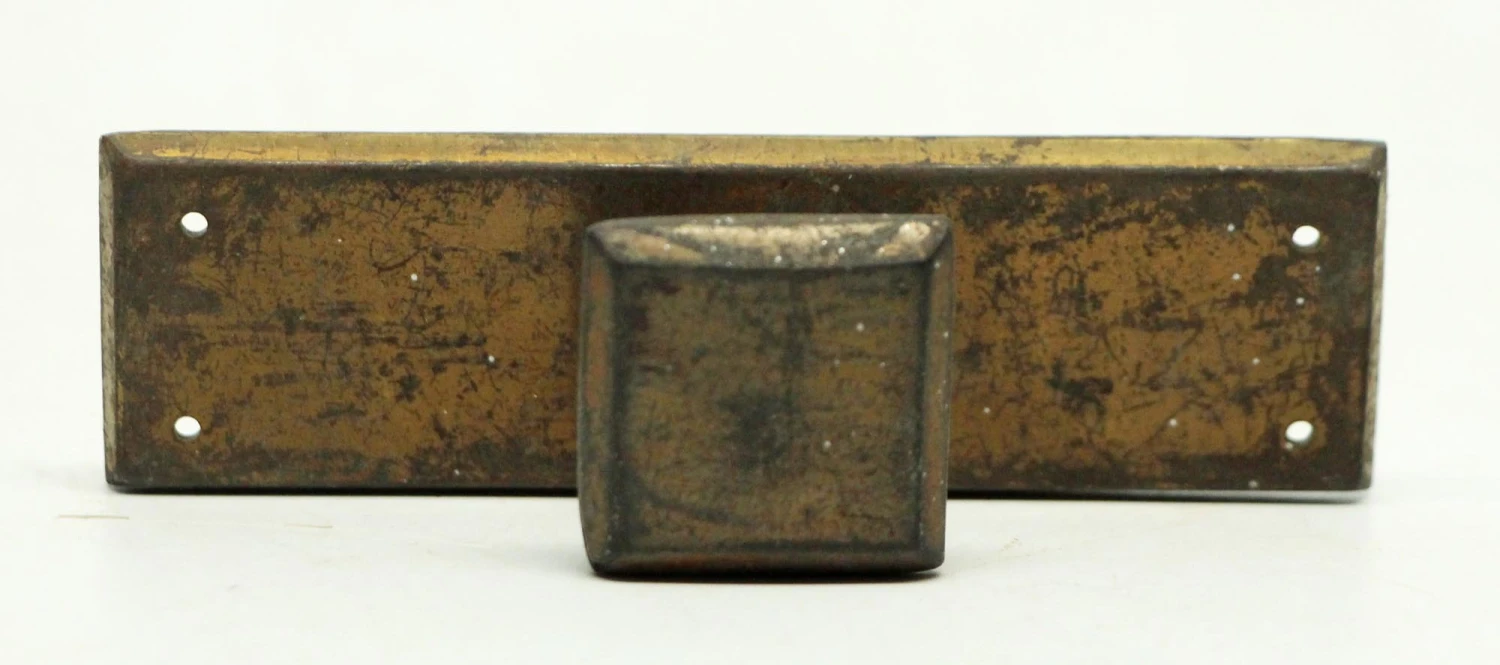 Vintage Brass Mid Century Square Cabinet Knob With Plate 3 Vintage Brass Mid Century Square Cabinet Knob With Plate