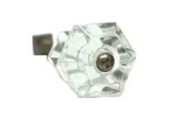 Vintage Clear Hexagon Gem Cut Glass Drawer Cabinet Knob