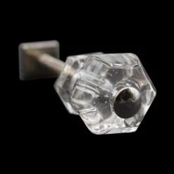 Vintage Hexagon 0.875 In. Clear Glass Drawer Cabinet Knob
