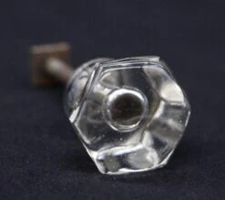 Vintage Hexagon 1 In. Clear Glass Cabinet Drawer Knob