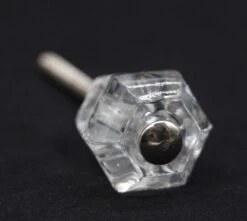 Vintage Hexagon Clear Glass 0.875 In. Cabinet Drawer Knob