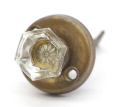 Vintage Hexagon Clear Glass Cabinet Catch Knob