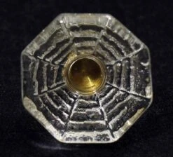 Web Design Glass 2 In. Drawer Cabinet Knob With Brass Plated Bullets