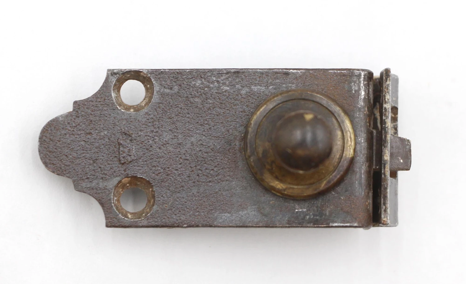 Antique 2.75 In. Recessed Steel Brass Button Cabinet Latch 3 Antique 2.75 In. Recessed Steel Brass Button Cabinet Latch