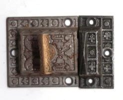 Antique Cast Iron Cabinet Latch With T Bronze Handle