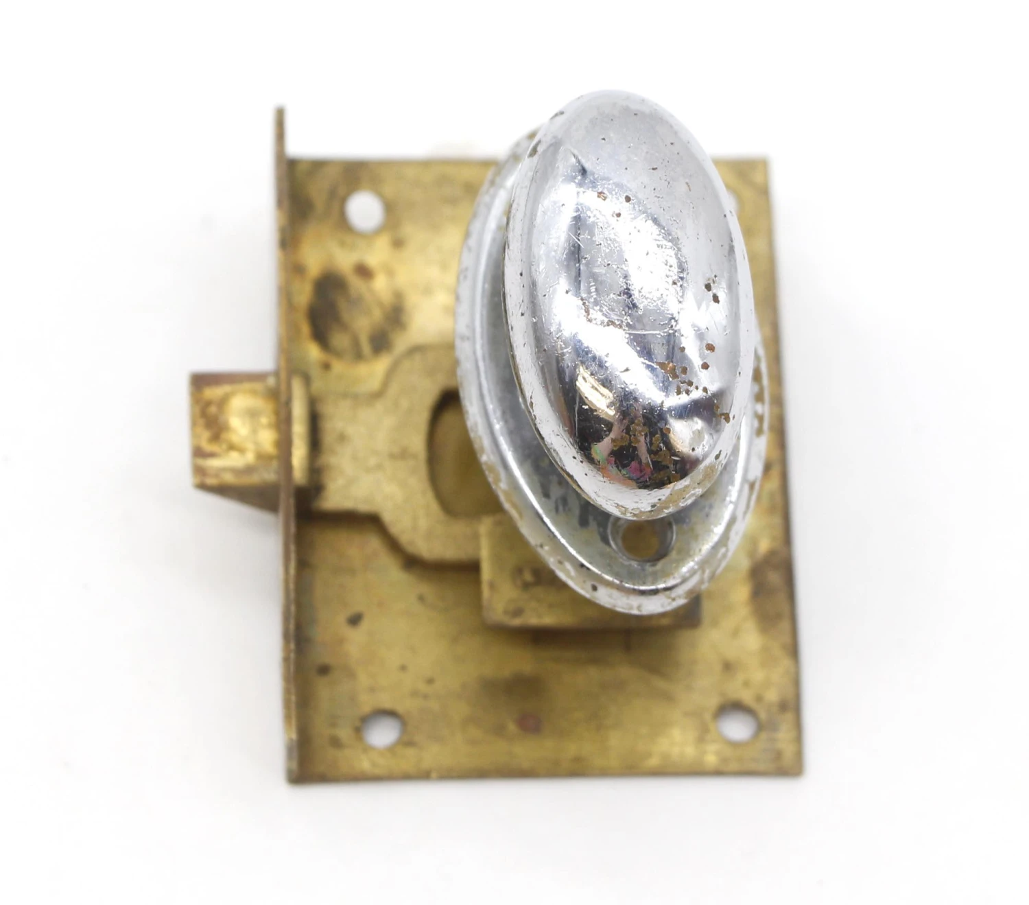 Reclaimed Nickeled Brass Complete Cabinet Latch Set 5 Reclaimed Nickeled Brass Complete Cabinet Latch Set - Image 3