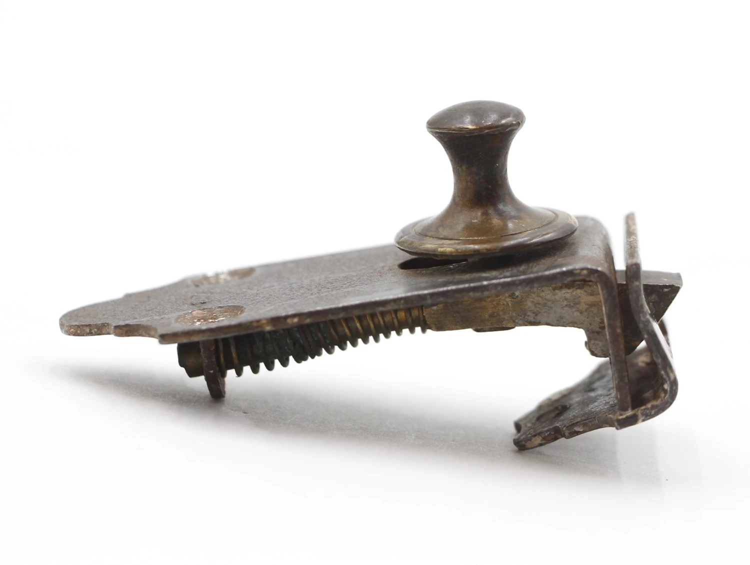 Antique 2.75 In. Recessed Steel Brass Button Cabinet Latch 5 Antique 2.75 In. Recessed Steel Brass Button Cabinet Latch - Image 3