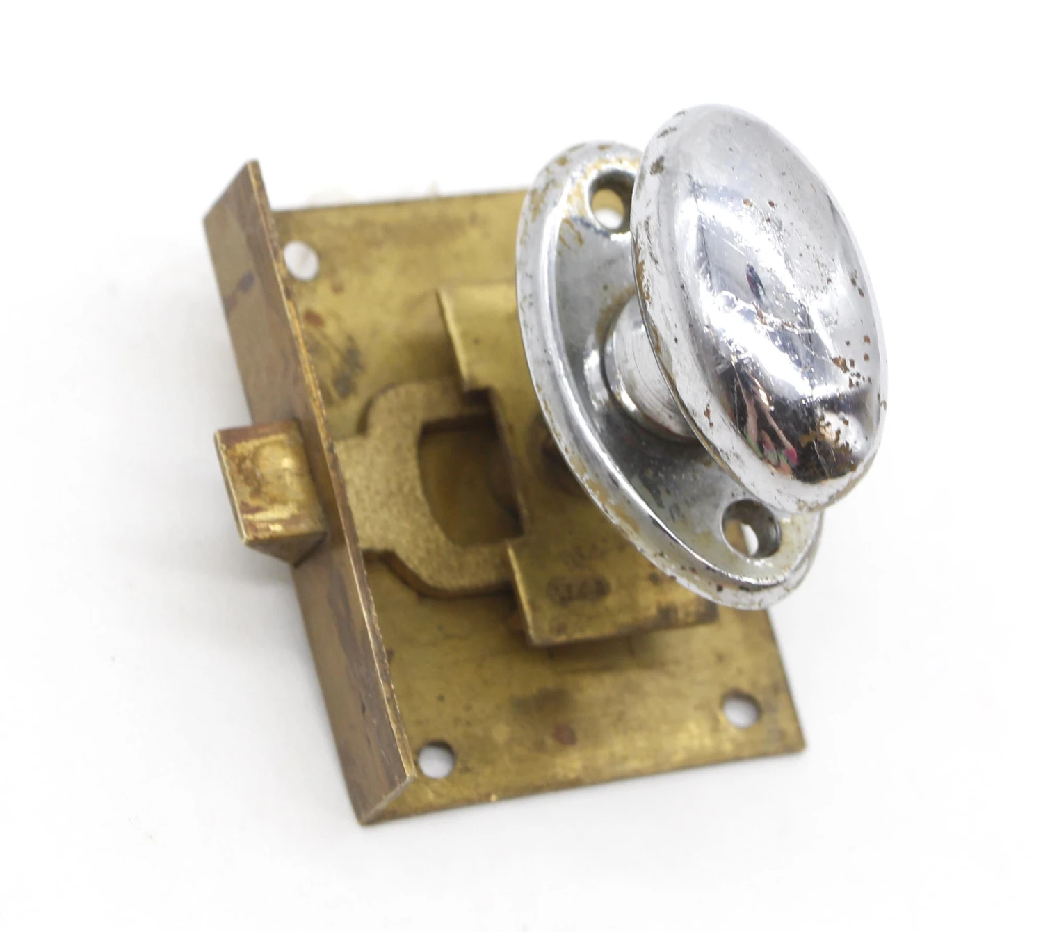 Reclaimed Nickeled Brass Complete Cabinet Latch Set 4 Reclaimed Nickeled Brass Complete Cabinet Latch Set - Image 2