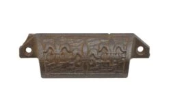 Antique 4.125 In. Fluer De Lis Cast Iron Bin Pull