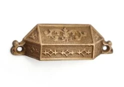 Antique 4.375 In. Victorian Bronze Bin Cup Drawer Pull