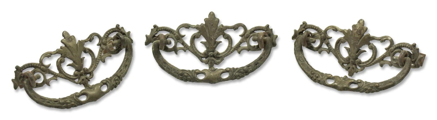 Antique French Cut Out Drawer Bail Pull 3 Antique French Cut Out Drawer Bail Pull